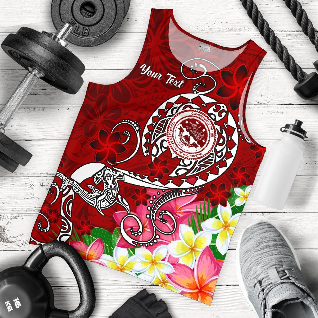 FSM Custom Personalised Men's Tank Top - Turtle Plumeria (Red) Red - Polynesian Pride