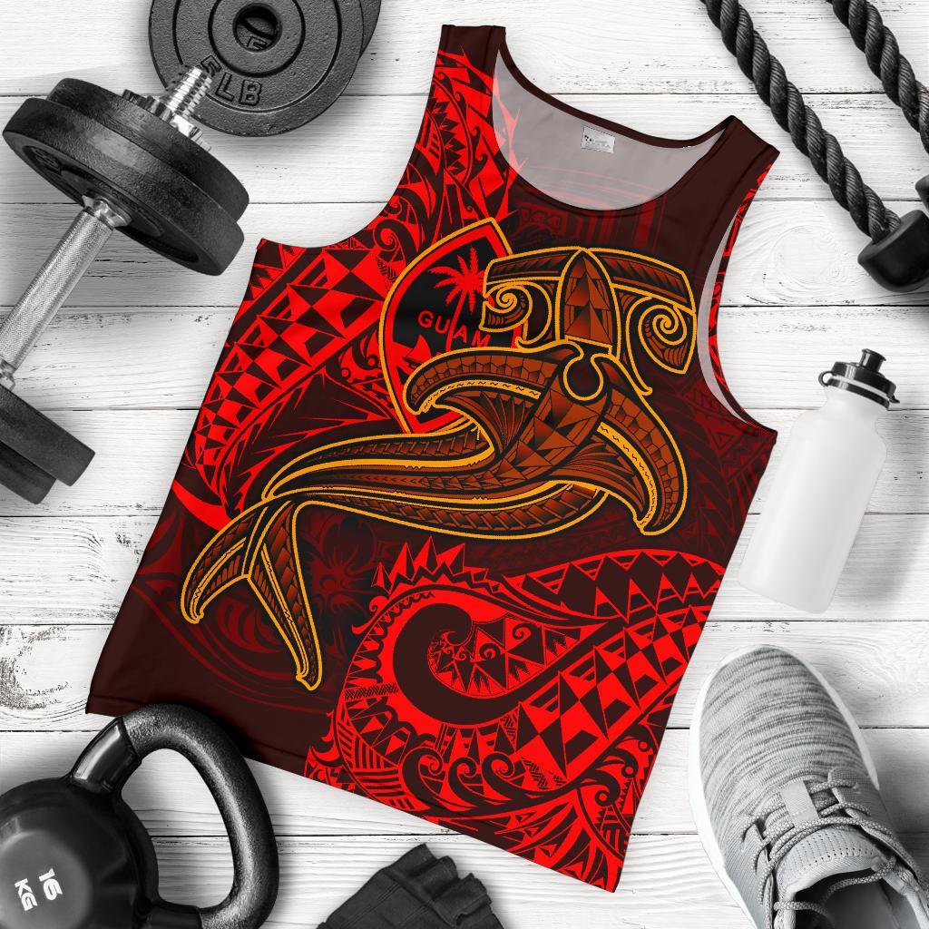 Guam Polynesian Men's Tank Top - Red Shark Polynesian Tattoo Red - Polynesian Pride