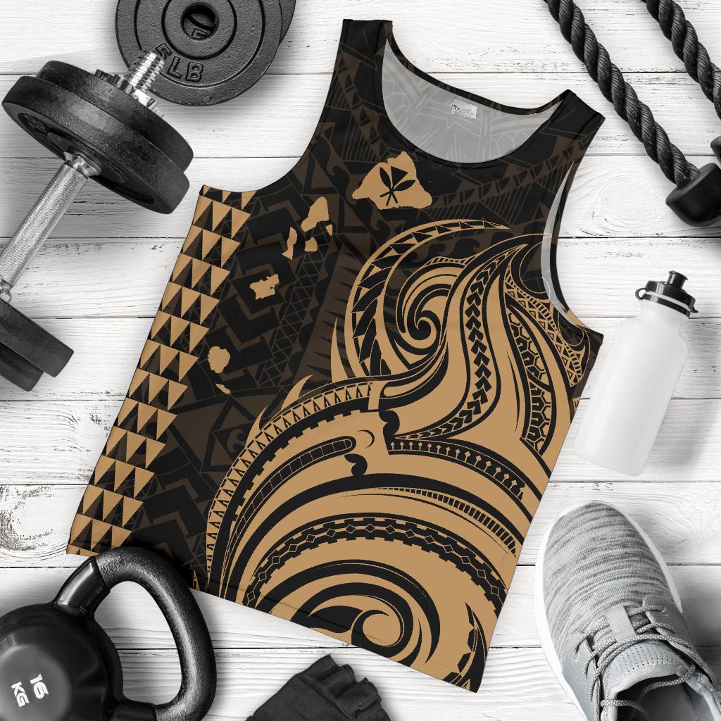 Kanaka Maoli Map Polynesian Tank Top Gold - Polynesian Pride