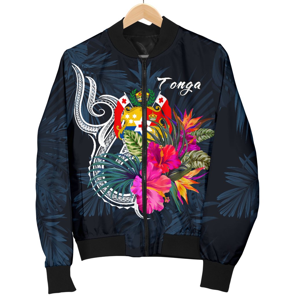 Tonga Polynesian Men's Bomber Jacket - Tropical Flower - Polynesian Pride