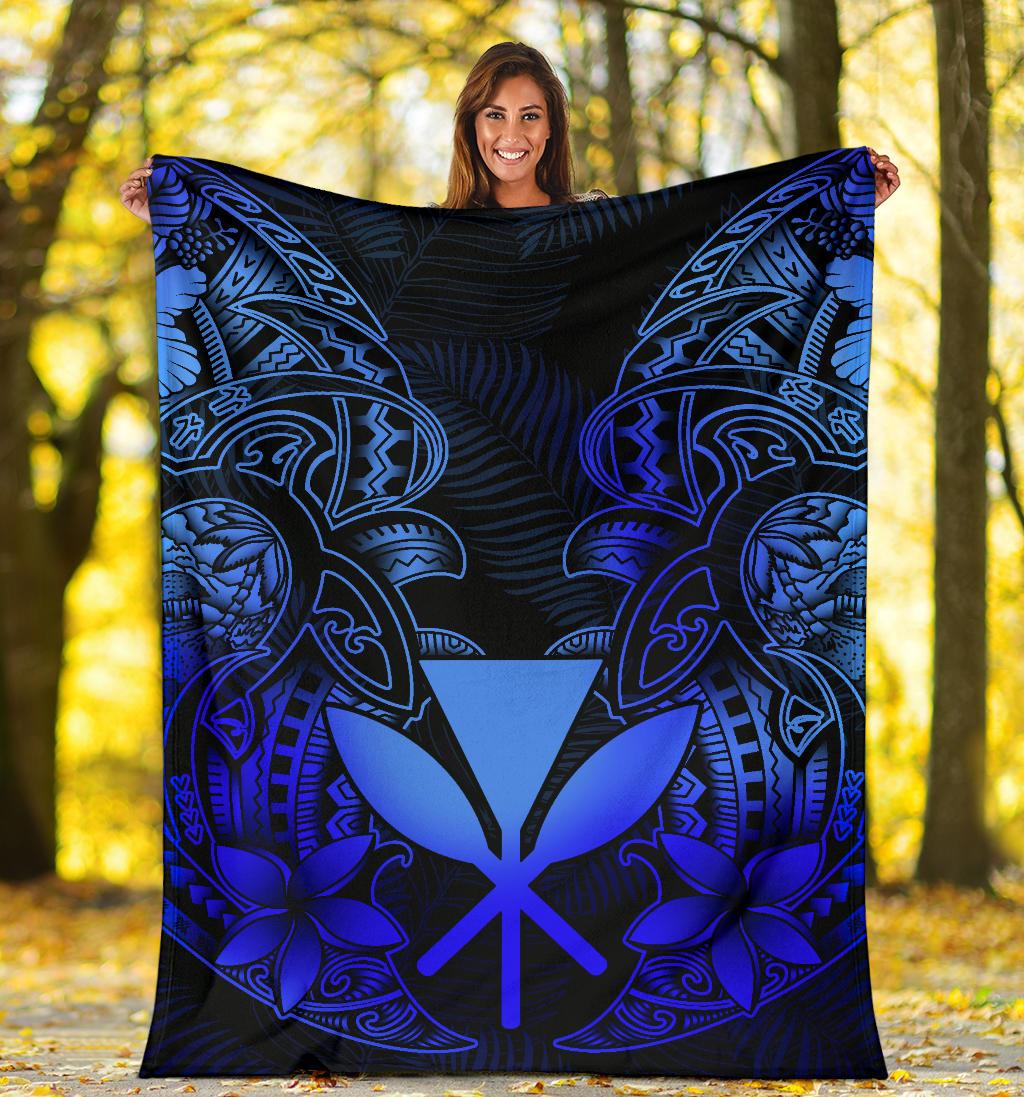 Polynesian Hawaii (Kanaka Maoli) Premium Blanket - Blue Turtle Homeland - Polynesian Pride