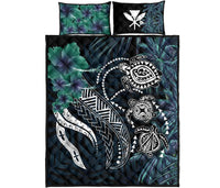Kanaka Maoli (Hawaiian) Quilt Bed Set - Polynesian Turtle Pacific Tribal Black - Polynesian Pride