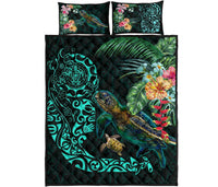 Tiki Polynesian Quilt Bed Set Turtle Hibiscus - Polynesian Pride