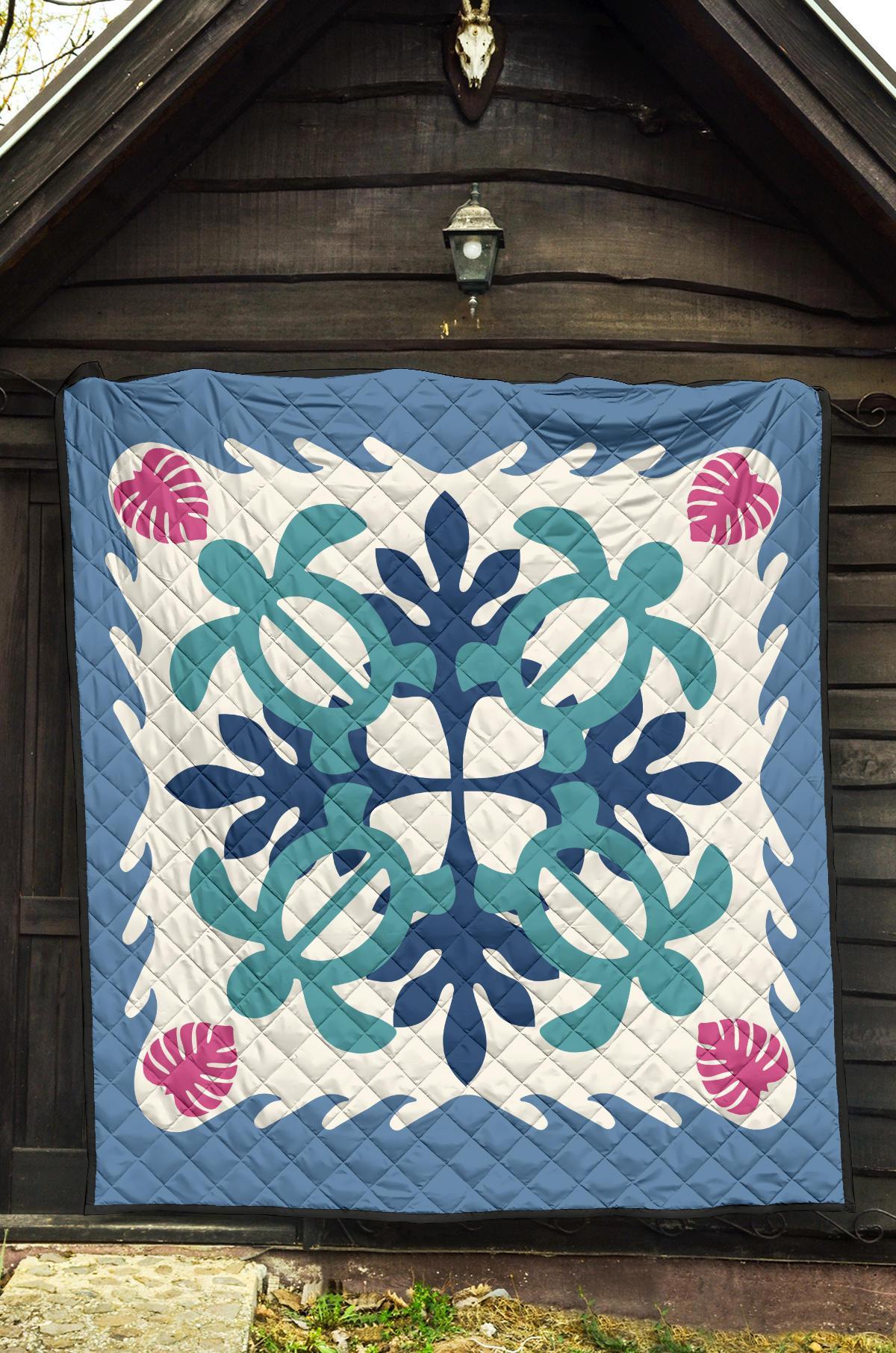 Hawaiian Turtle Pattern Premium Quilt - Pastel - Argu Style - AH - Polynesian Pride