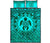 Polynesian Quilt Bed Set - Green Turtle Palm Torquoise Version - Polynesian Pride