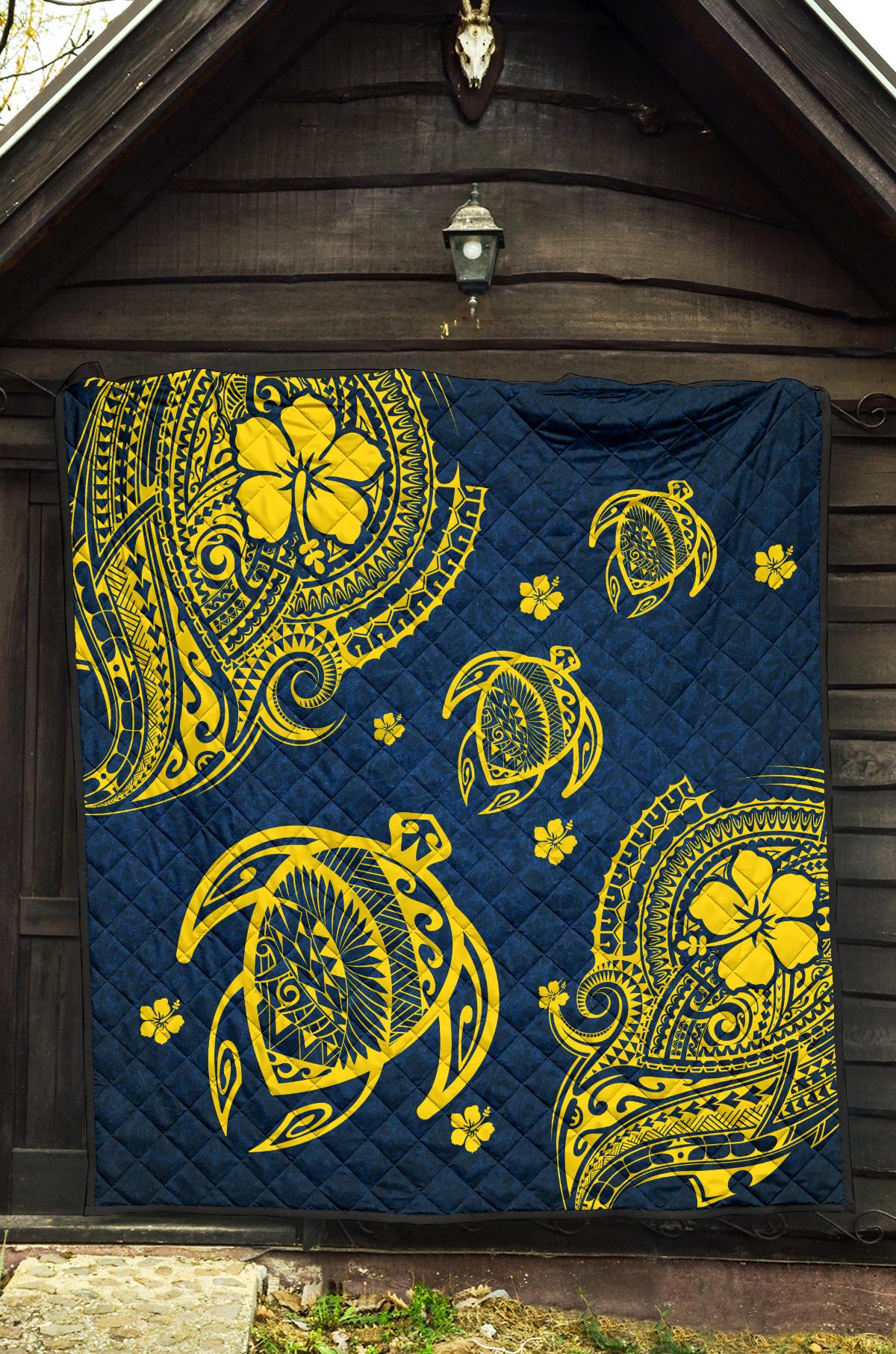 Hawaii Turtle Polynesian Premium Quilt - Kala Style - Polynesian Pride