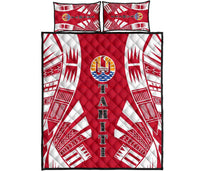 Tahiti Polynesian Quilt Bed Set - Tahiti Flag Red Tattoo Red - Polynesian Pride