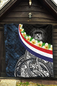 Polynesian Hawaii Premium Quilt - Hawaii Seal With Plumeria Style - Polynesian Pride