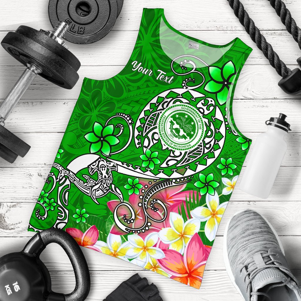 FSM Custom Personalised Men's Tank Top - Turtle Plumeria (Green) Green - Polynesian Pride