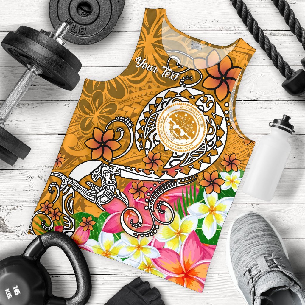 FSM Custom Personalised Men's Tank Top - Turtle Plumeria (Gold) Gold - Polynesian Pride