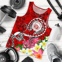 Hawaii Polynesian Men's Tank Top - Hawaii Seal With Turtle Plumeria (Red) - Polynesian Pride
