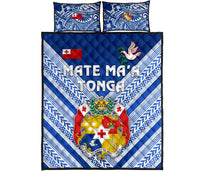 Mate Ma'a Tonga Rugby Quilt Bed Set Polynesian Creative Style - Blue - Polynesian Pride