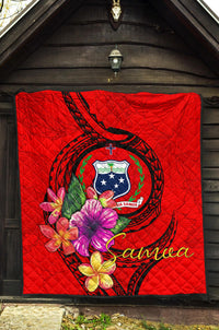 Samoa Polynesian Premium Quilt - Floral With Seal Red - Polynesian Pride