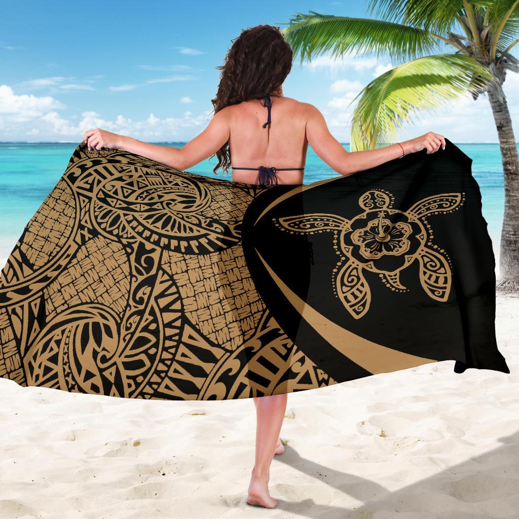 Turtle Hibiscus Polynesian Sarong Gold - Circle Style - Polynesian Pride