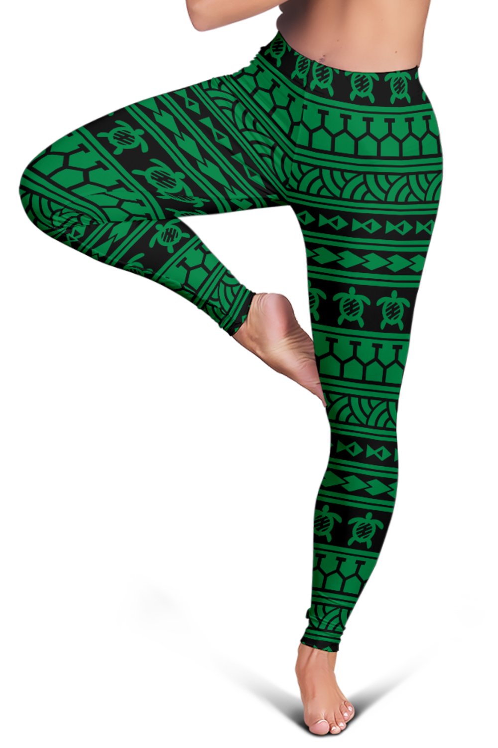Polynesian Tattoo Tribal Green Hawaii Women's Leggings AH - Polynesian Pride