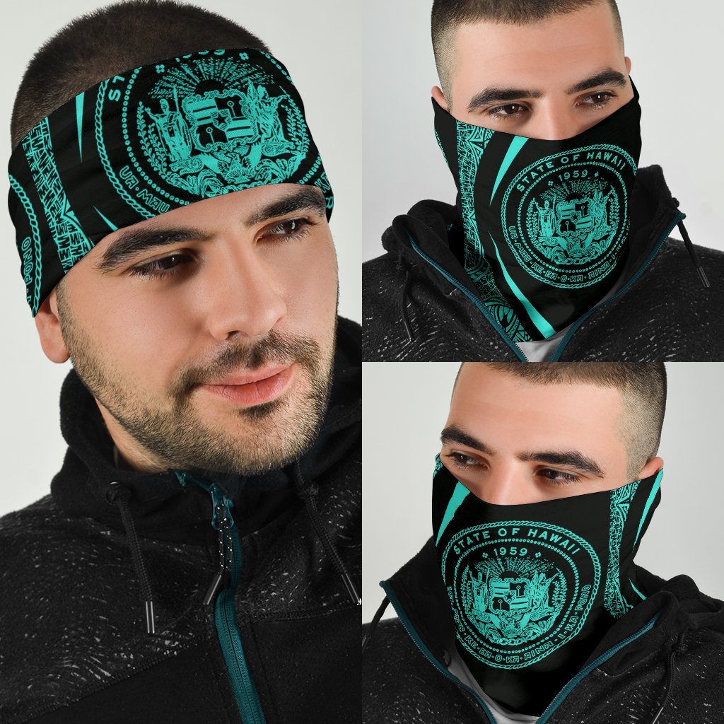 Hawaiian Bandana Coat Of Arm Polynesian Bandana 3-Pack - Circle Style Turquoise - Polynesian Pride