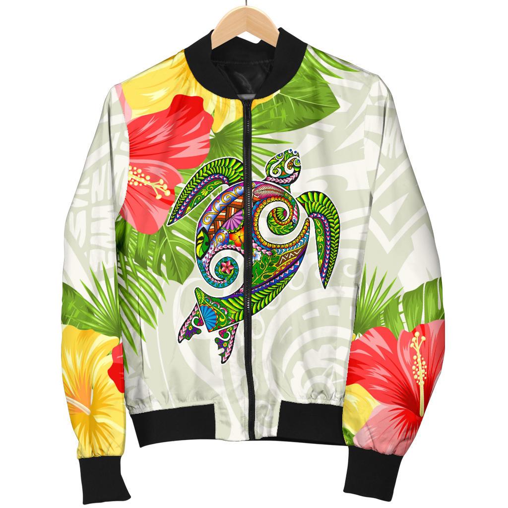 Polynesian Hawaii Men's Bomber Jacket Turtle Colorful - Polynesian Pride