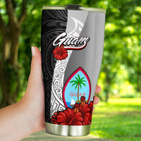 Guam Polynesian Tumbler - Coat Of Arm With Hibiscus White - Polynesian Pride
