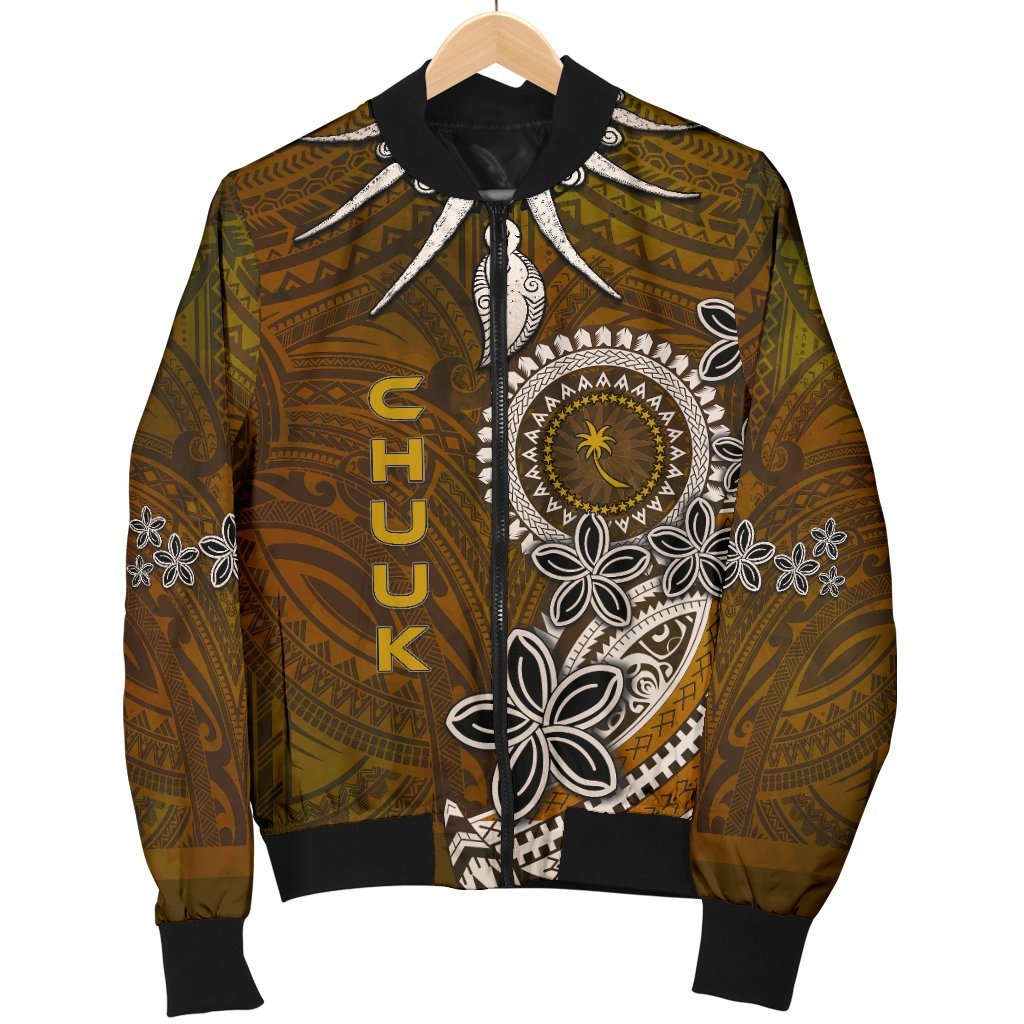 Chuuk Men's Bomber Jacket - Polynesian Boar Tusk Brown - Polynesian Pride