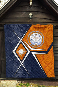 Marshall Islands Premium Quilt - Marshall Islands Flag with Polynesian Patterns - Polynesian Pride