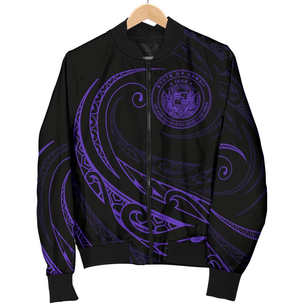 Hawaii Coat Of Arms Polynesian Men's Bomber Jacket - Purple - Frida Style - Polynesian Pride