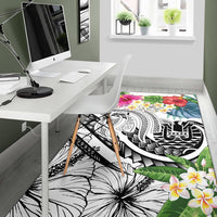 Tahiti Polynesian Area Rug - Summer Plumeria (White) - Polynesian Pride