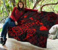 Turtle Hibiscus Map Red Premium Quilt - Polynesian Pride