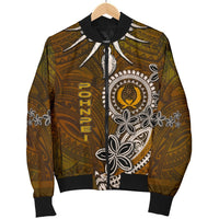 Pohnpei Men's Bomber Jacket - Polynesian Boar Tusk Brown - Polynesian Pride