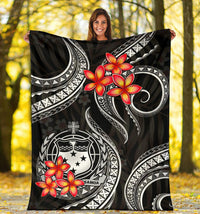 Samoa Polynesian Premium Blanket - White Plumeria - Polynesian Pride