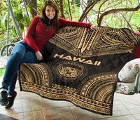 Hawaii Premium Quilt - Hawaii Seal Polynesian Chief Gold Version - Polynesian Pride