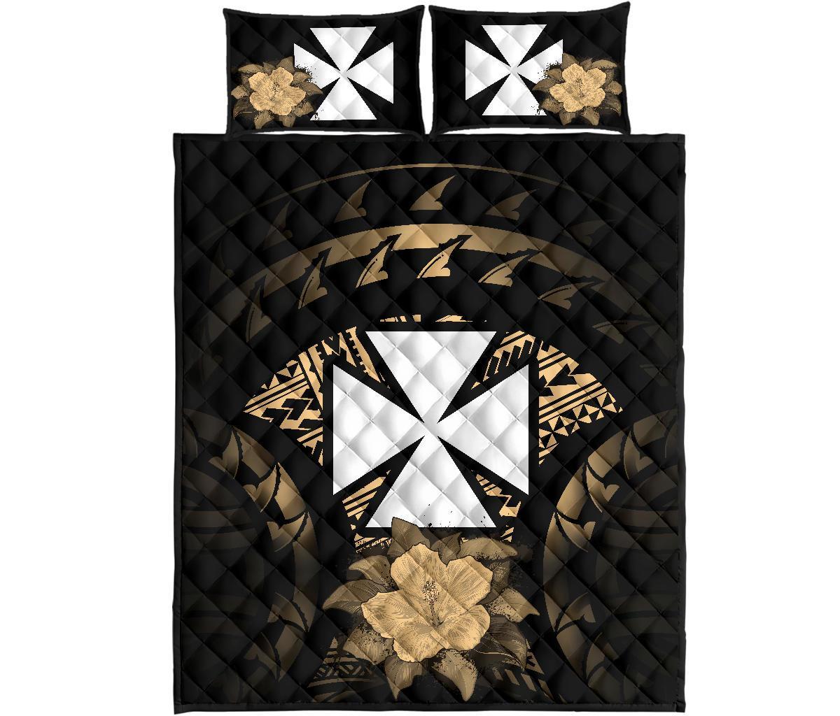 Wallis And Futuna Polynesian Quilt Bed Set Hibiscus Gold - Polynesian Pride
