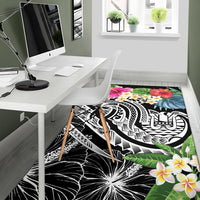 Tahiti Polynesian Area Rug - Summer Plumeria (Black) - Polynesian Pride