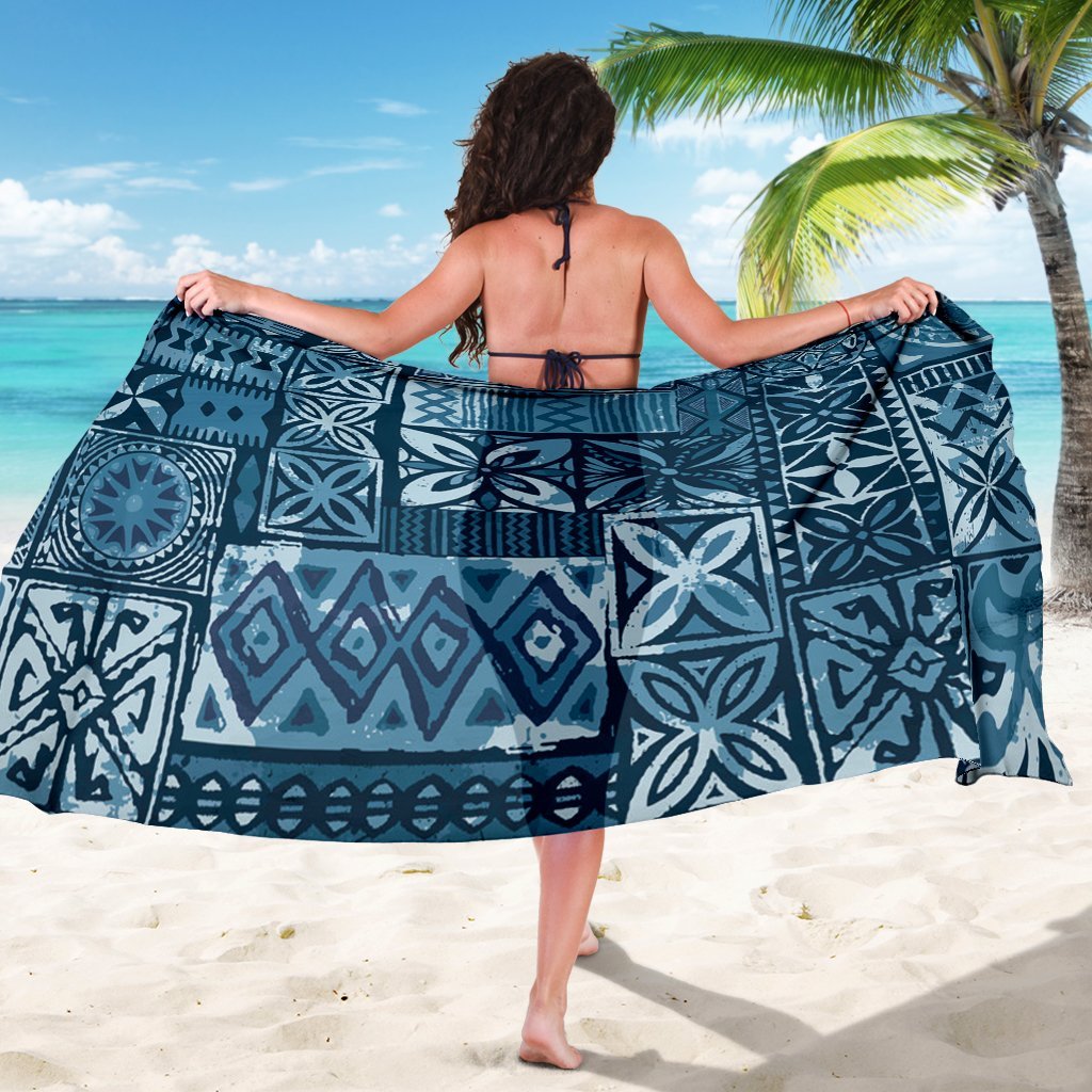 Polynesian Sarong - Blue Tapa Tribal Fabric Pattern - Polynesian Pride