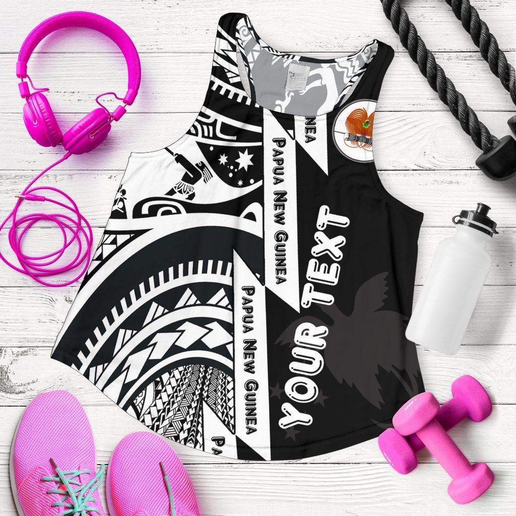 (Custom Personalised) Polynesian Guinea Women's Tank Top - Moana Maui Tattoo With Coat Of Arm Guinea White White - Polynesian Pride