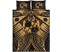 Tonga Polynesian Quilt Bed Set - Tonga Gold Seal Polynesian Tattoo - Polynesian Pride