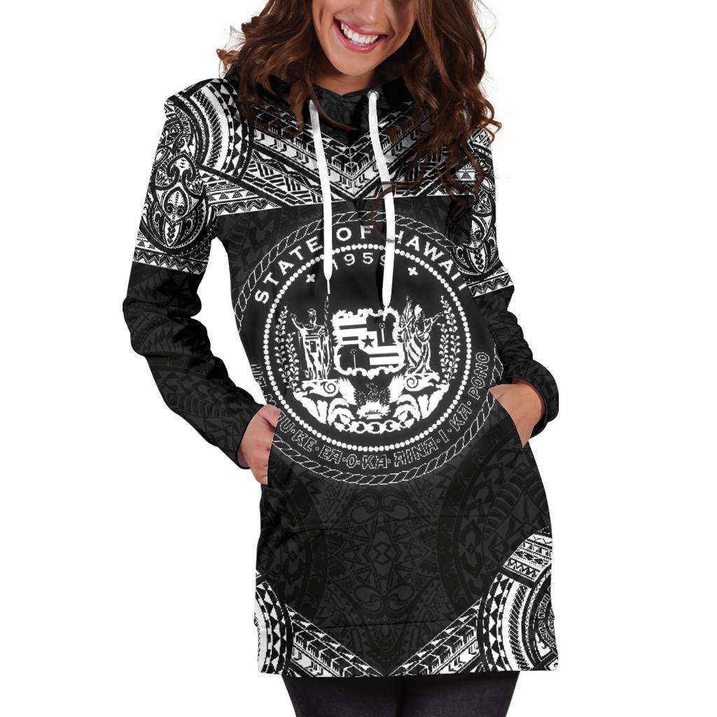 Hawaii Women's Hoodie Dress - Turtle Polynesian Pattern - Polynesian Pride
