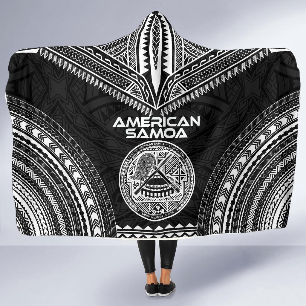 American Samoa Polynesian Chief Hooded Blanket - Black Version - Polynesian Pride