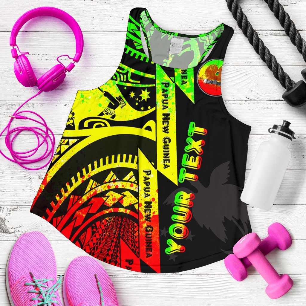 (Custom Personalised) Polynesian Guinea Women's Tank Top - Moana Maui Tattoo With Coat Of Arm Guinea Reggae Reggae - Polynesian Pride