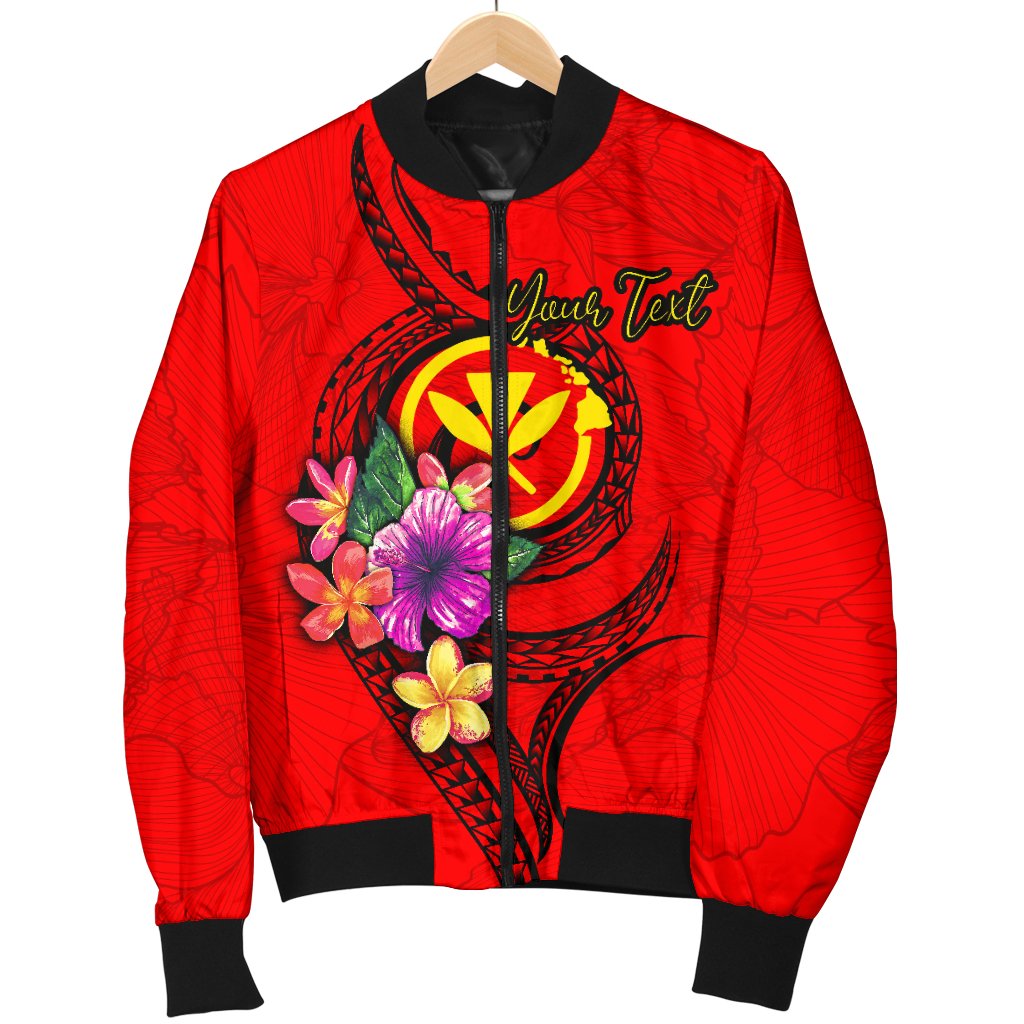 Hawaii Polynesian Custom Personalised Men's Bomber Jackets - Floral With Seal Red - Polynesian Pride