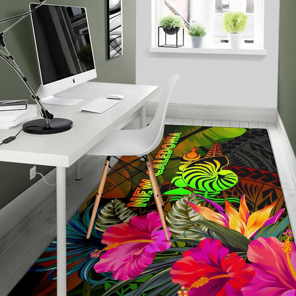 New Caledonia Polynesian Area Rug - Hibiscus and Banana Leaves - Polynesian Pride