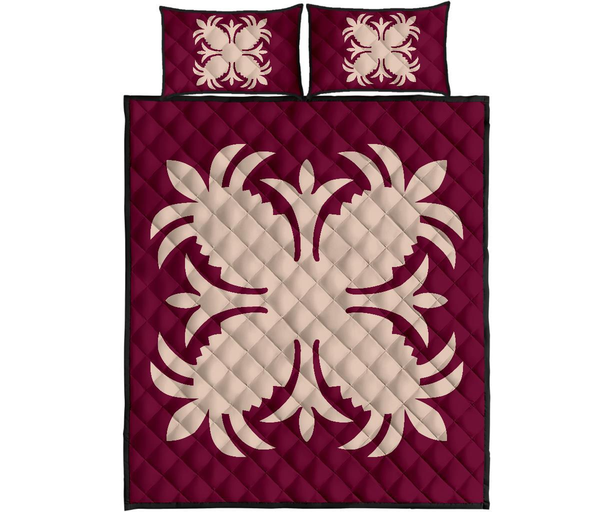 Hawaiian Quilt Bed Set Royal Pattern - Pink - A2 Style - Polynesian Pride
