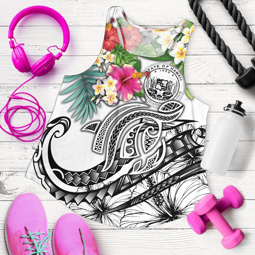 Polynesian Hawaii Women's Racerback Tank - Summer Plumeria (White) - Polynesian Pride