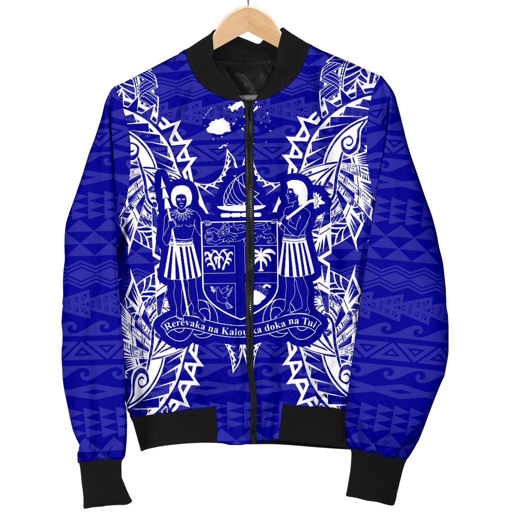 Fiji Polynesian Men's Bomber Jacket Map Blue - Polynesian Pride