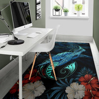Hawaii Polynesian Honu Sea Hibiscus Rug - Polynesian Pride