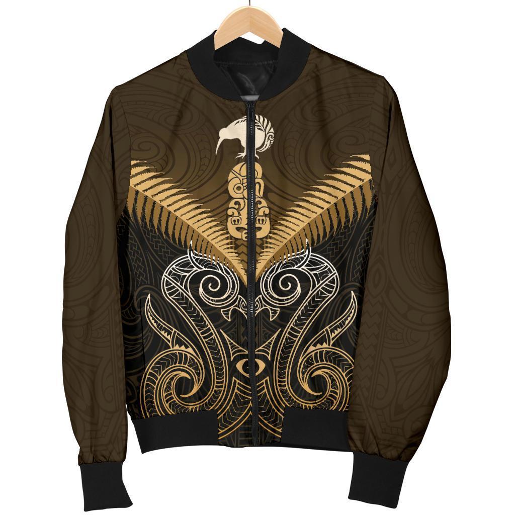 Maori Manaia New Zealand Men Bomber Jacket Gold - Polynesian Pride