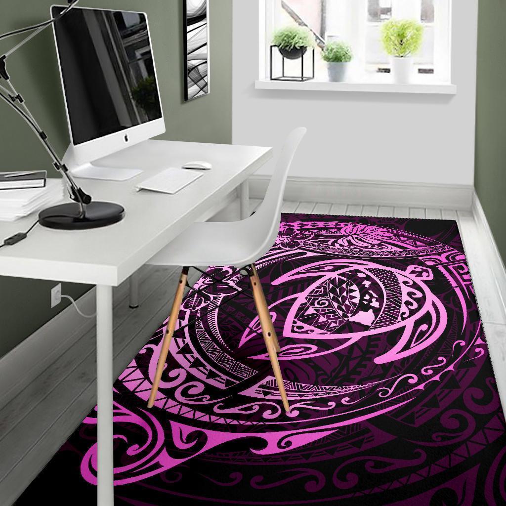 Hawaiian Map Turtle Polynesian Circle Rug AH - Polynesian Pride