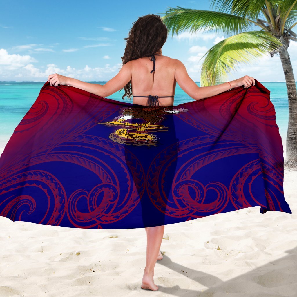American Samoa Polynesian Sarong - Bald Eagle (Blue - Red) - Polynesian Pride