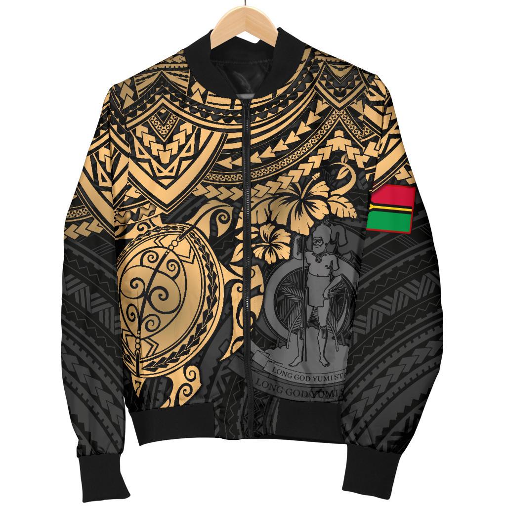 Vanuatu Polynesian Bomber Jacket (Men) - Gold Turtle - Polynesian Pride