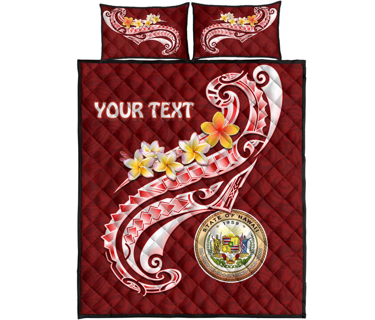 Hawaii Personalised Quilt Bed Set - Hawaii Seal Polynesian Patterns Plumeria - Polynesian Pride