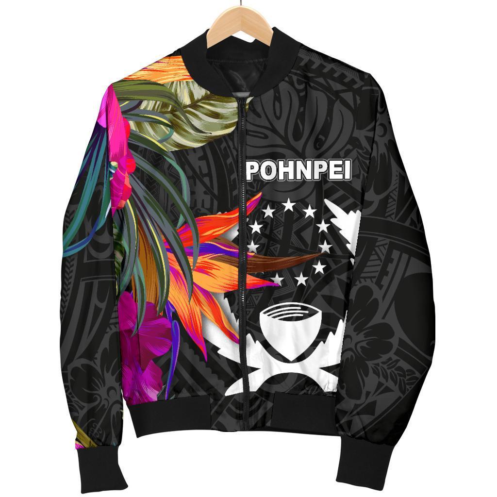 Pohnpei Men's Bomber Jacket - Polynesian Hibiscus Pattern - Polynesian Pride